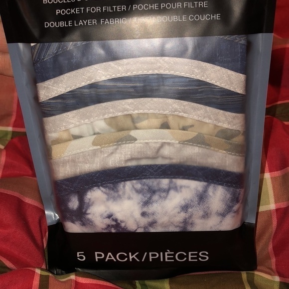 5/$13 DKNY 5 pack face masks multi designs. Adjustable ear loops/nose piece NWT - Picture 4 of 11